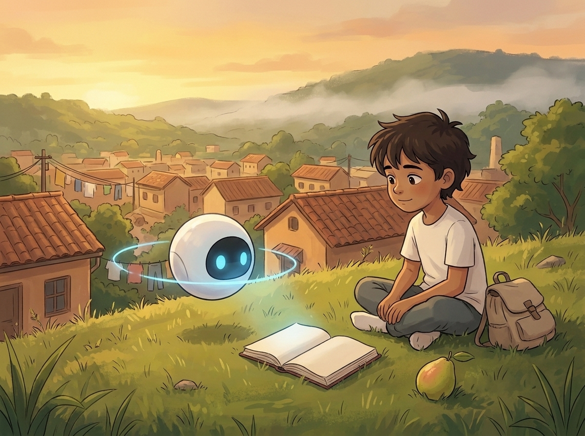 Spark drifting in a slow searching circle around Milo, its dimmed light sweeping the diary and the guava, finding nothing